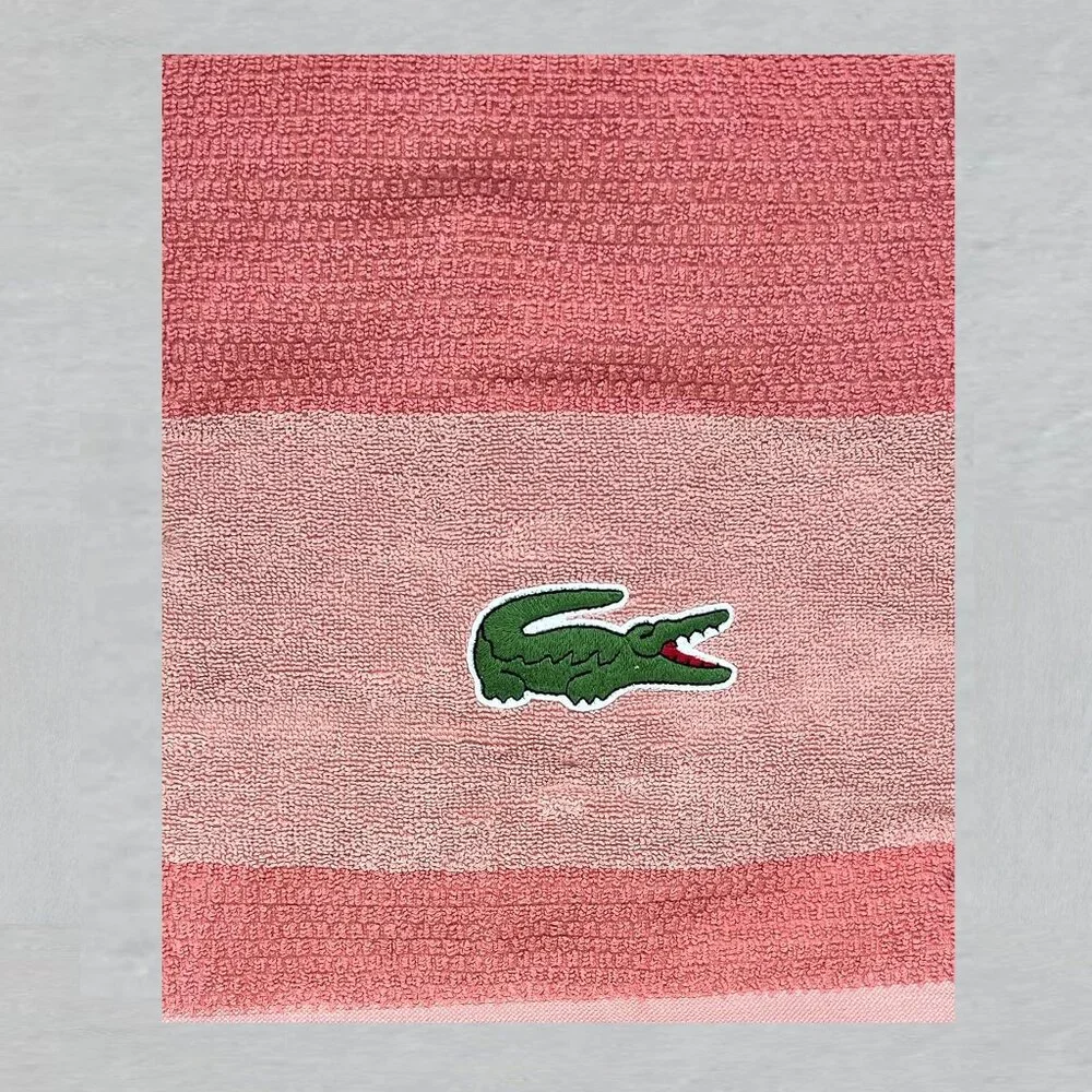 LACOSTE Big Crocodile Champagne Bath Towel Measures 30